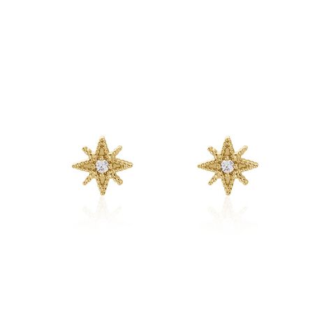 Boucles D'oreilles Puces Frea Plaqué Or Jaune Oxyde De Zirconium - Boucles d'oreilles fantaisie Femme | Histoire d’Or