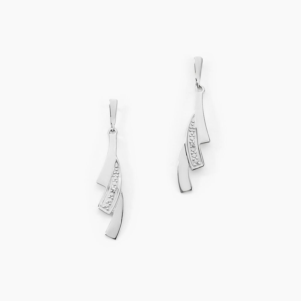 Boucles D'oreilles Pendantes Ainhoa Or Blanc Diamant - Boucles d'oreilles pendantes Femme | Histoire d&rsquo;Or