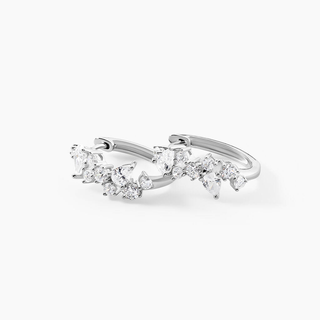 Créoles Eclat d'Aurore Argent Blanc Oxyde De Zirconium - Boucles d'oreilles créoles Femme | Histoire d’Or