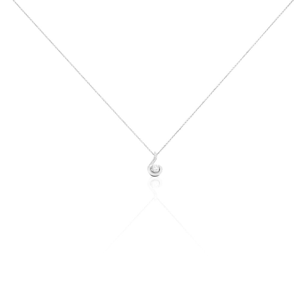 Collier Vrille Accompagnee Or Blanc Diamant