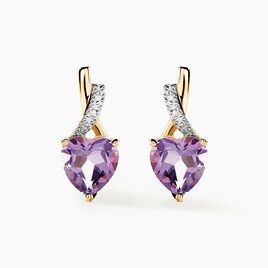 Boucles D'oreilles Or Jaune Clothilde Amethystes Oxydes - Clous d'oreilles Femme | Histoire d’Or