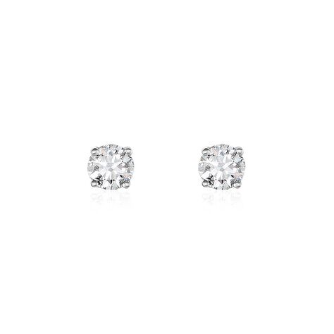 Boucles D'oreilles Puces One Or Blanc Diamants - Clous d'oreilles Homme | Histoire d&rsquo;Or