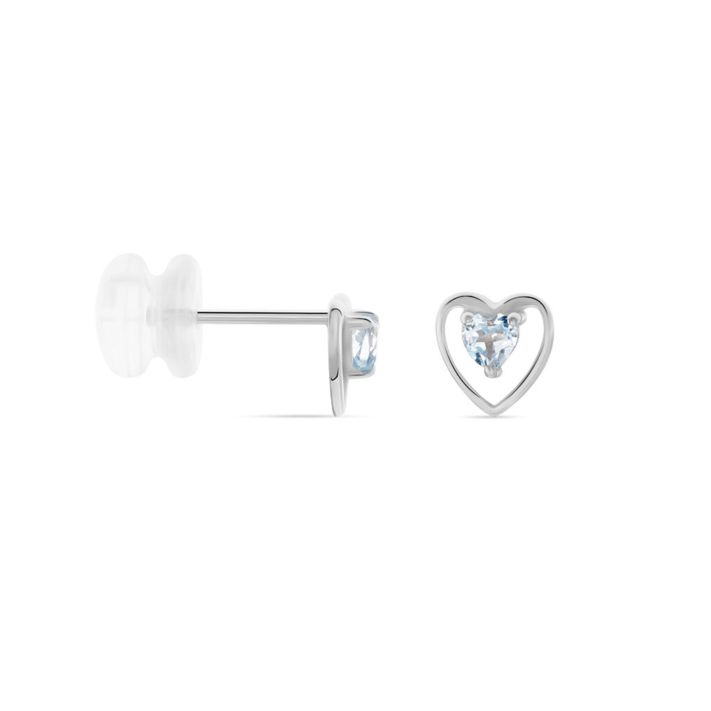 Boucles D'oreilles Puces Luann Or Blanc Topaze - Clous d'oreilles Femme | Histoire d’Or