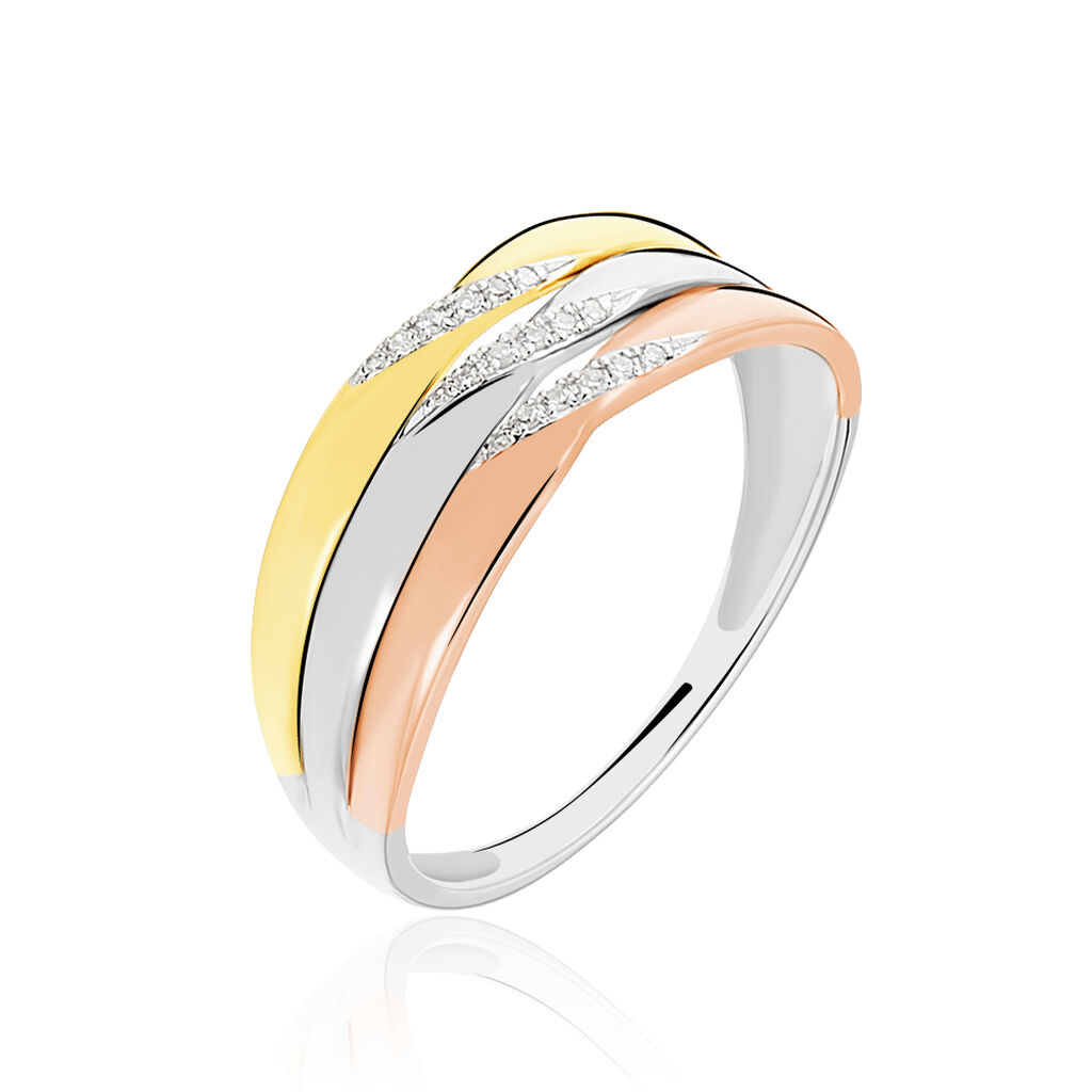 Bague Nesibe Or Tricolore Diamant - Bagues avec pierre Femme | Histoire d’Or