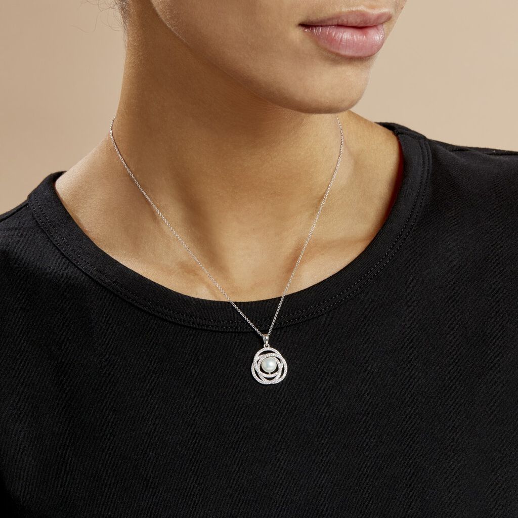 Collier Matilda Argent Blanc Perle De Culture Et Oxyde De Zirconium - Colliers Femme | Histoire d’Or