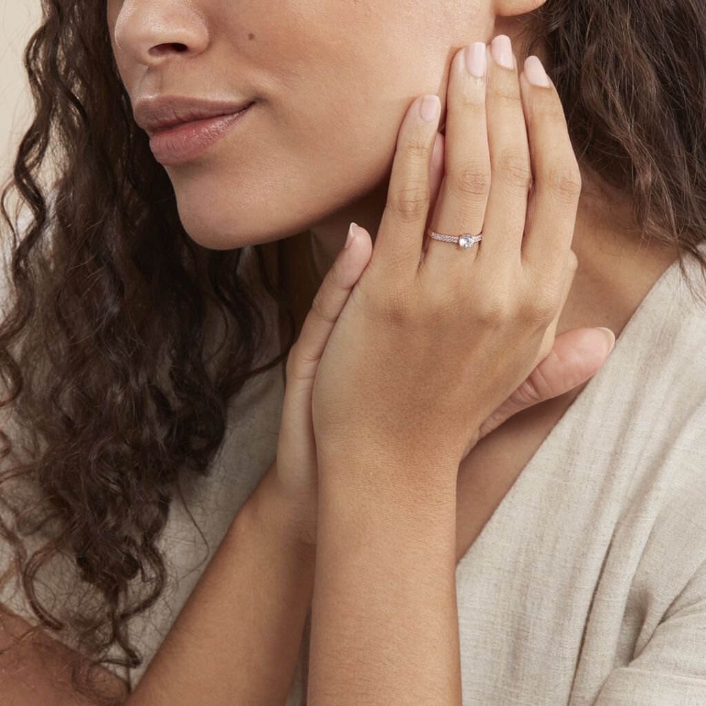 Bague Solitaire Dayna Or Rose Oxyde De Zirconium - Bagues solitaires Femme | Histoire d’Or
