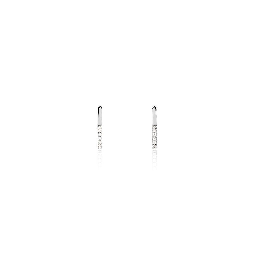 Creoles Argent Blanc Deep In Love Oxyde De Zirconium - Boucles d'oreilles créoles Femme | Histoire d’Or