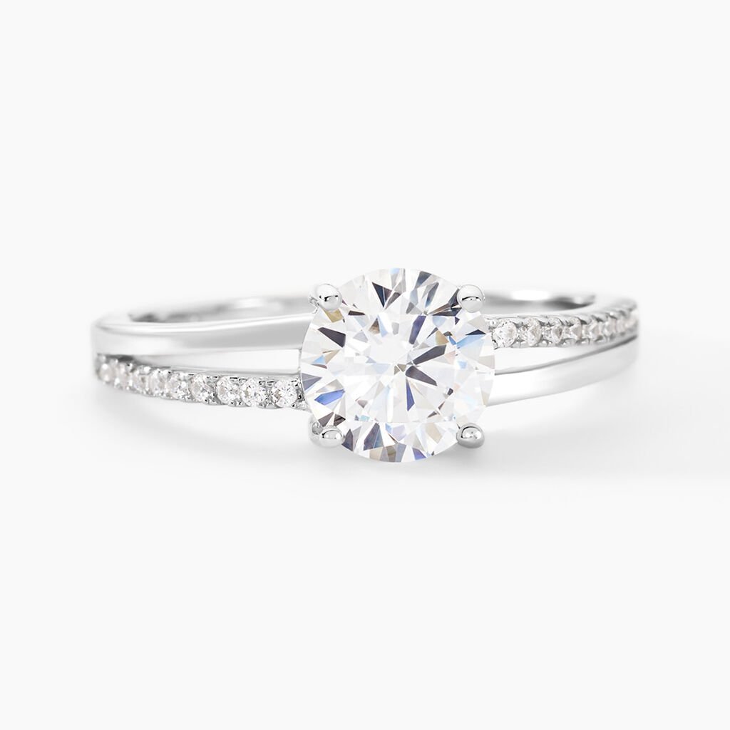 Bague Solitaire Poseidon Argent Blanc Oxyde De Zirconium - Bagues solitaires Femme | Histoire d&rsquo;Or