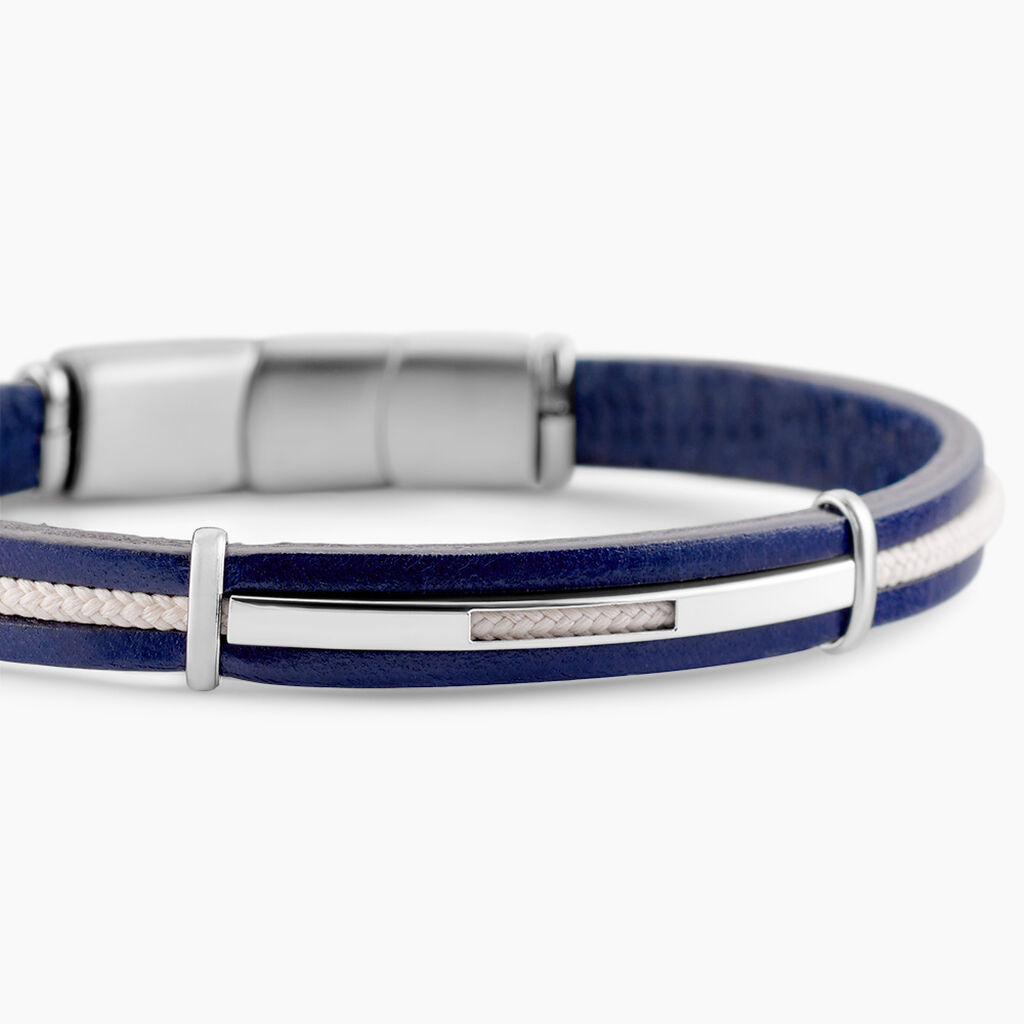 Bracelet Cuir De Vache Bleu - Bracelets cordon Homme | Histoire d&rsquo;Or