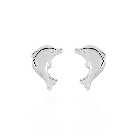 Boucles D'oreilles Puces Fulvie Dauphin 5 Or Blanc - Clous d'oreilles Femme | Histoire d’Or
