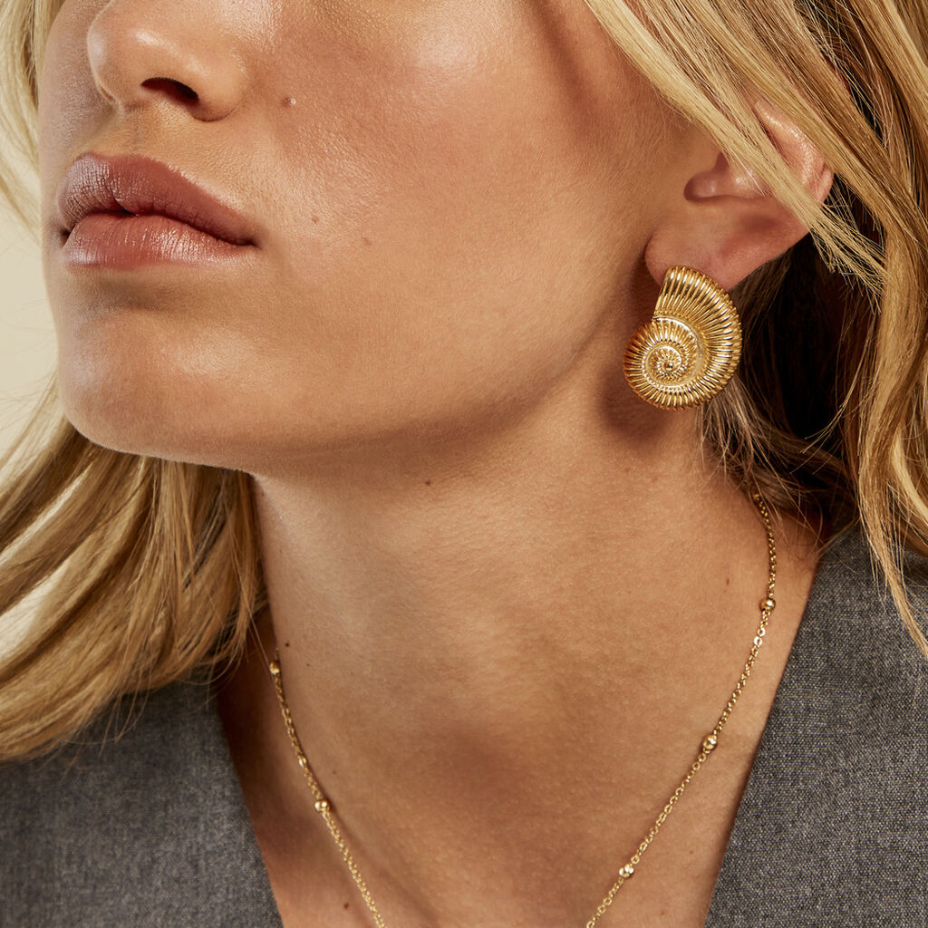 Boucles D'oreilles Puces Mermaid Acier Jaune - Boucles d'oreilles fantaisie Femme | Histoire d’Or