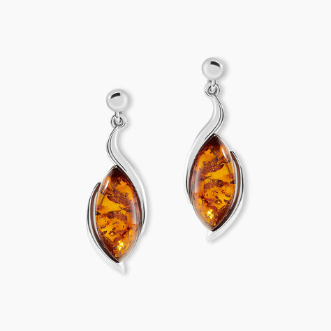 Boucles D'oreilles Pendantes Vyara Argent Blanc Ambre - Boucles d'oreilles fantaisie Femme | Histoire d’Or