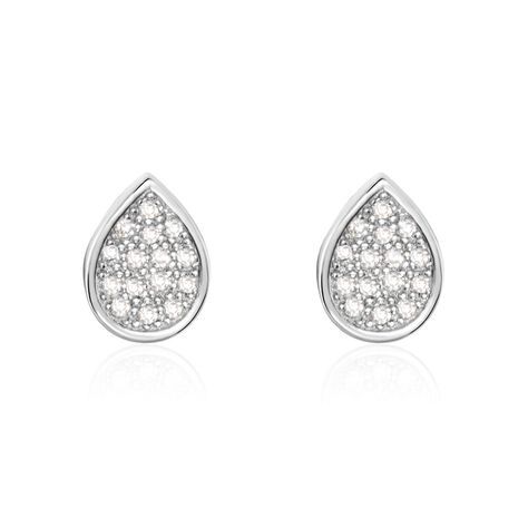 Boucles D'oreilles Puces Argent Blanc Tricoria Oxydes De Zirconium - Boucles d'oreilles fantaisie Femme | Histoire d&rsquo;Or