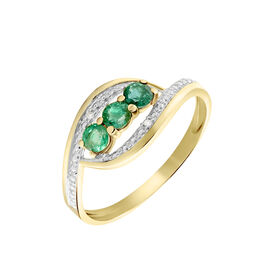 Bague Or Jaune Aurora Emeraudes Diamants - Bagues avec pierre Femme | Histoire d’Or