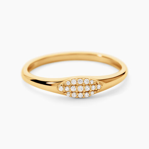 Bague Merryl Argent Dor&eacute; A L'Or 750/1000 Oxyde De Zirconium - Bagues avec pierre Femme | Histoire d&rsquo;Or