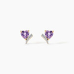 Boucles D'Oreilles Puces Eva Argent Dor&eacute; A L'Or 750/1000 Am&eacute;thyste Oxyde De Zirconium - Clous d'oreilles Femme | Histoire d&rsquo;Or
