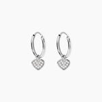 Cr&eacute;oles Petit Coeur Argent Blanc Oxyde De Zirconium - Boucles d'oreilles cr&eacute;oles Femme | Histoire d&rsquo;Or