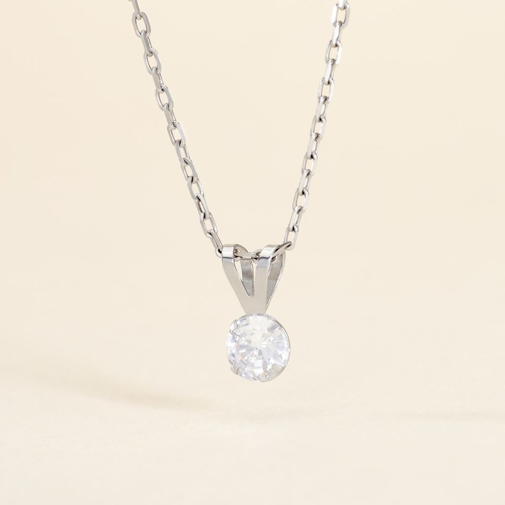 Pendentif Mabila Or Blanc Oxyde De Zirconium - Pendentifs Femme | Histoire d&rsquo;Or