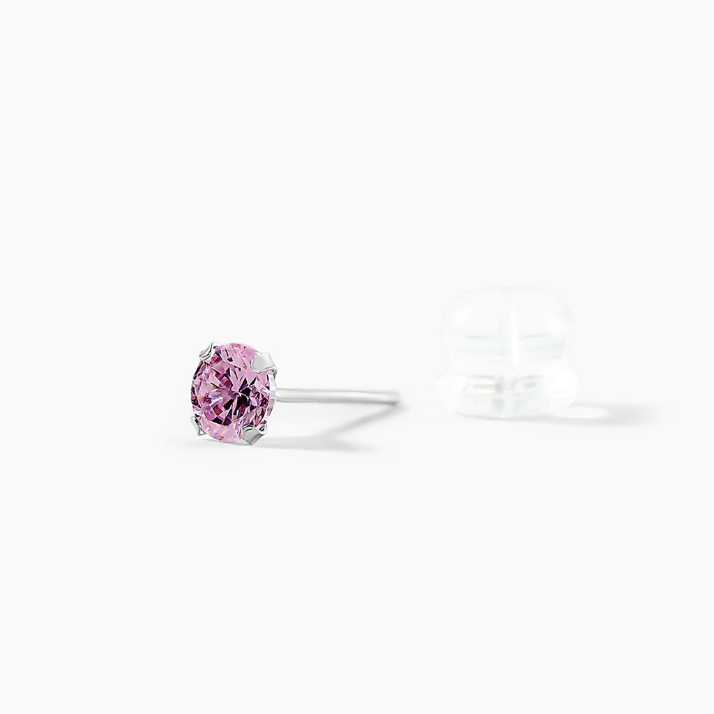 Boucles D'oreilles Puces Or Blanc Oxydes De Zirconium - Clous d'oreilles Femme | Histoire d’Or