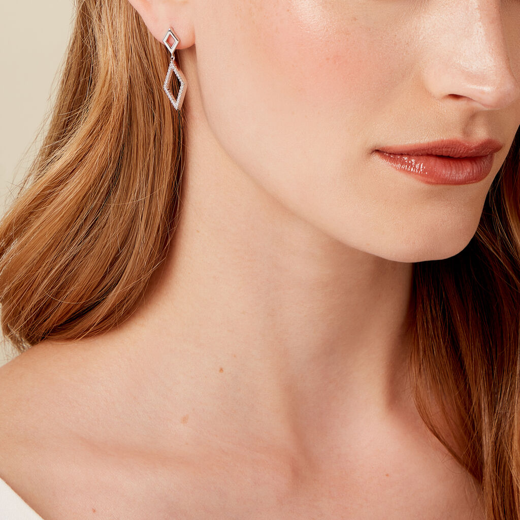 Boucles D'oreilles Pendantes Sounia Argent Blanc Oxyde De Zirconium - Nouveautés Femme | Histoire d’Or