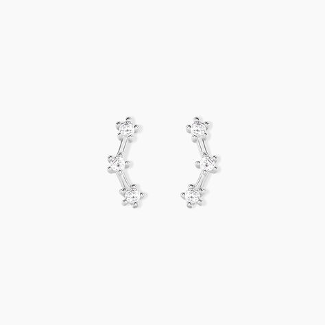Boucles D'oreilles Puces Allegra Argent Blanc Oxyde De Zirconium - Boucles d'oreilles fantaisie Femme | Histoire d&rsquo;Or