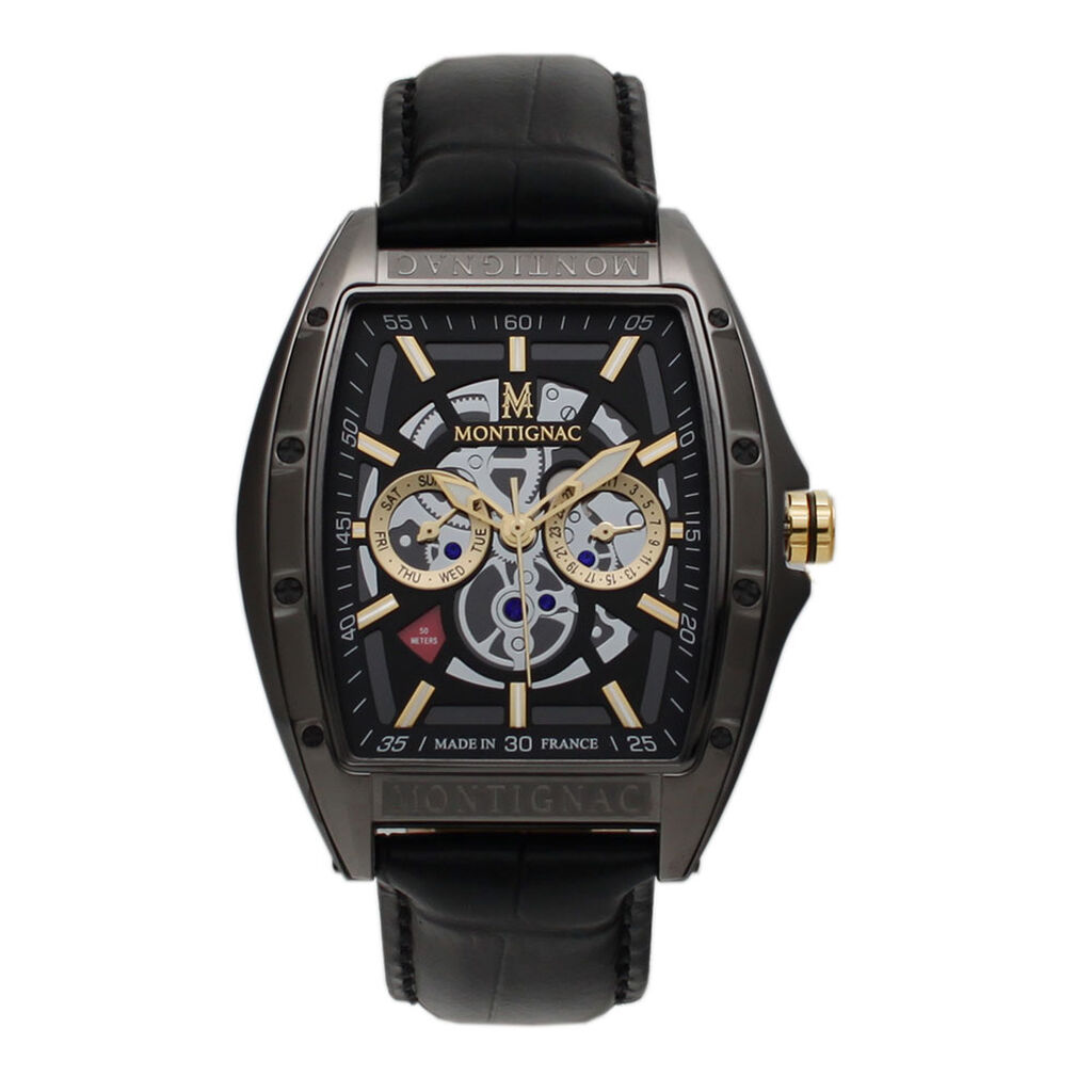 Montre Montignac Tonneau Noir - Montres Homme | Histoire d&rsquo;Or