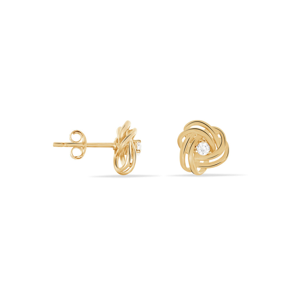 Boucles D'oreilles Puces Iwaki Plaqué Or Jaune Oxyde De Zirconium - Boucles d'oreilles fantaisie Femme | Histoire d’Or