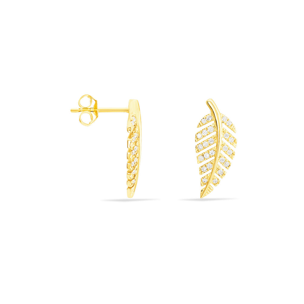Boucles D'oreilles Puces Tourkia Or Jaune Oxyde De Zirconium - Clous d'oreilles Femme | Histoire d’Or