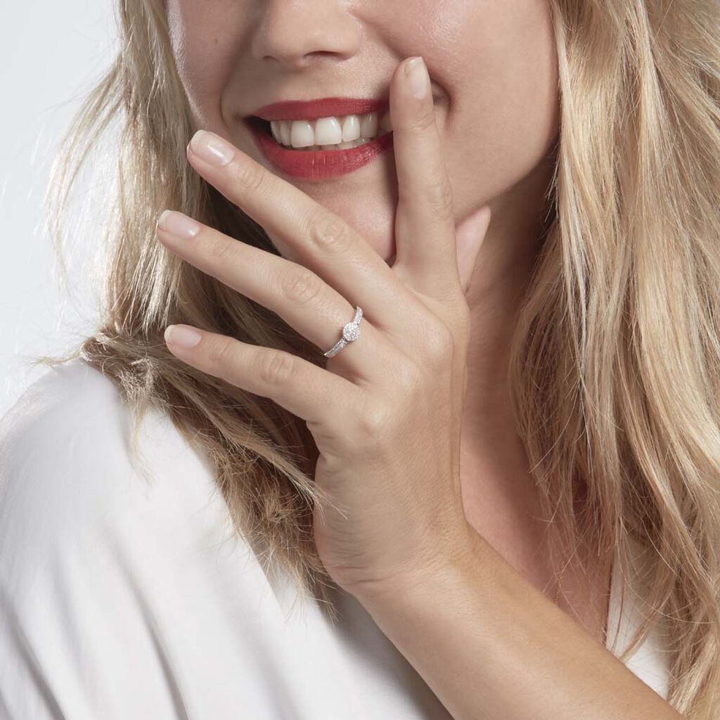 Bague Lisyae Or Blanc Diamants - Bagues avec pierre Femme | Histoire d’Or