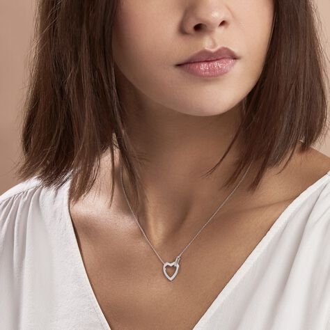 Collier Elanda Argent Blanc Oxyde De Zirconium - Colliers Coeur Femme | Histoire d’Or