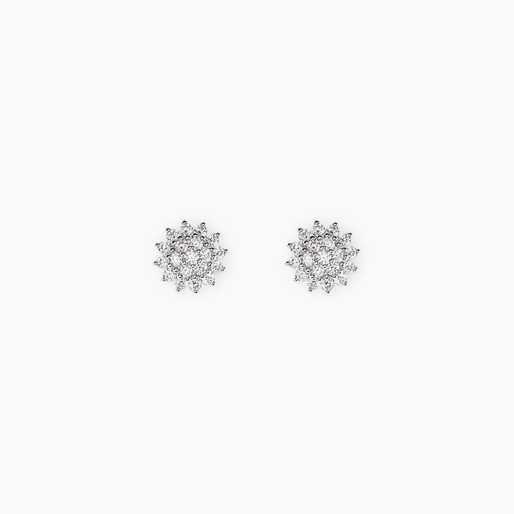 Boucles D'Oreilles Puces Saria Argent Blanc Oxyde De Zirconium - Boucles d'oreilles fantaisie Femme | Histoire d&rsquo;Or
