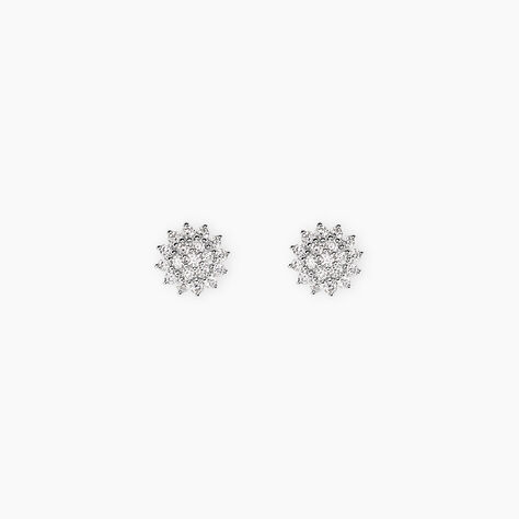 Boucles D'Oreilles Puces Saria Argent Blanc Oxyde De Zirconium - Boucles d'oreilles fantaisie Femme | Histoire d&rsquo;Or