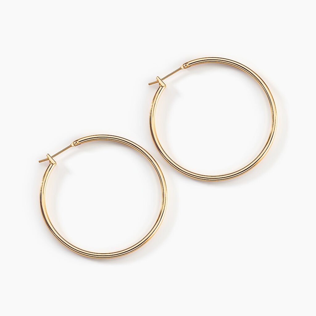 Cr&eacute;oles Ada Lisse Plaqu&eacute; Or Jaune - Boucles d'oreilles cr&eacute;oles Femme | Histoire d&rsquo;Or