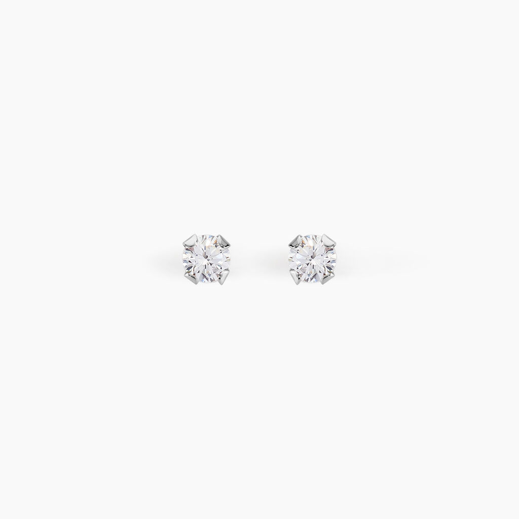 Boucles D'oreilles Puces Eddie Or Blanc Oxyde De Zirconium - Clous d'oreilles Femme | Histoire d’Or