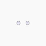 Boucles D'oreilles Puces Elda Serti Clos Or Blanc Oxyde De Zirconium - Clous d'oreilles Femme | Histoire d&rsquo;Or