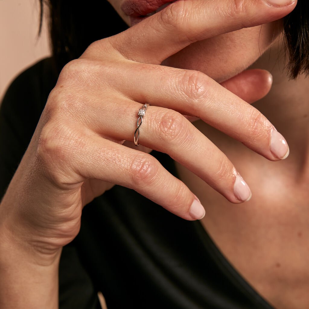 Bague Farila Or Blanc Diamant - Bagues solitaires Femme | Histoire d’Or