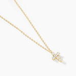 Collier Arene Croix Or Jaune Oxyde De Zirconium - Cadeaux de bapt&ecirc;me Famille | Histoire d&rsquo;Or