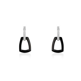 Boucles D'oreilles Pendantes Ezra Argent Blanc Céramique Et Oxyde - Boucles d'oreilles fantaisie Femme | Histoire d’Or