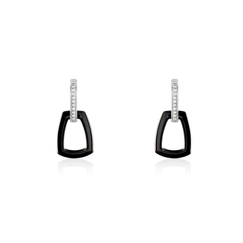 Boucles D'oreilles Pendantes Ezra Argent Blanc Céramique Et Oxyde - Boucles d'oreilles fantaisie Femme | Histoire d’Or
