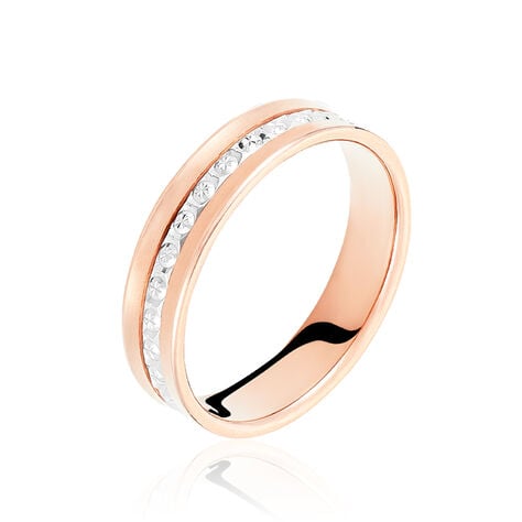 Alliance Fantaisie Diamantee Ruban Plat Or Bicolore - Alliances Unisex | Histoire d&rsquo;Or