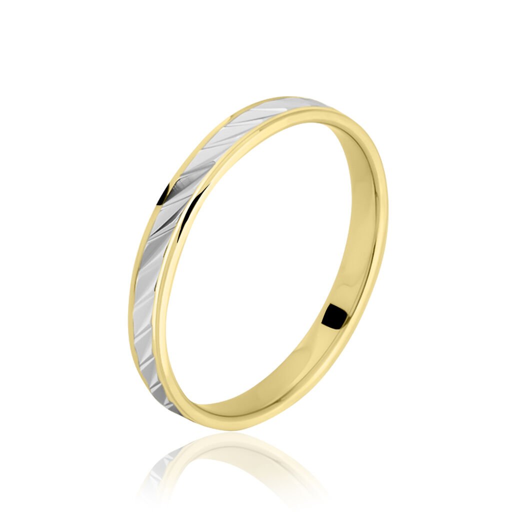 Alliance Faceteana Ruban Plat Or Bicolore - Alliances Unisex | Histoire d&rsquo;Or