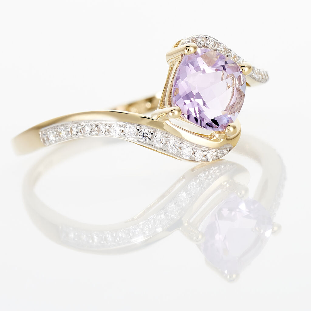 Bague Maria-serena Or Jaune Amethyste Et Oxyde De Zirconium - Bagues solitaires Femme | Histoire d’Or