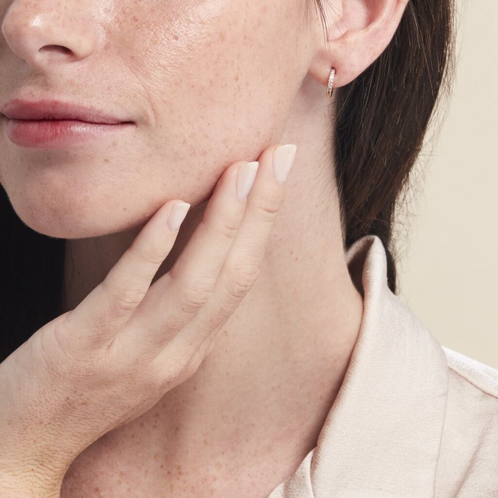 Créole Unitaire Kalinda Plaqué Or Jaune Oxyde De Zirconium - Boucles d'oreilles créoles Femme | Histoire d’Or