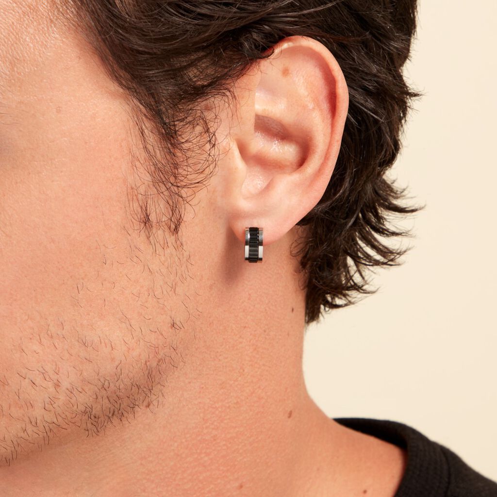Créole Unitaire Stromboli Acier Blanc - Boucles d'oreilles créoles Homme | Histoire d’Or