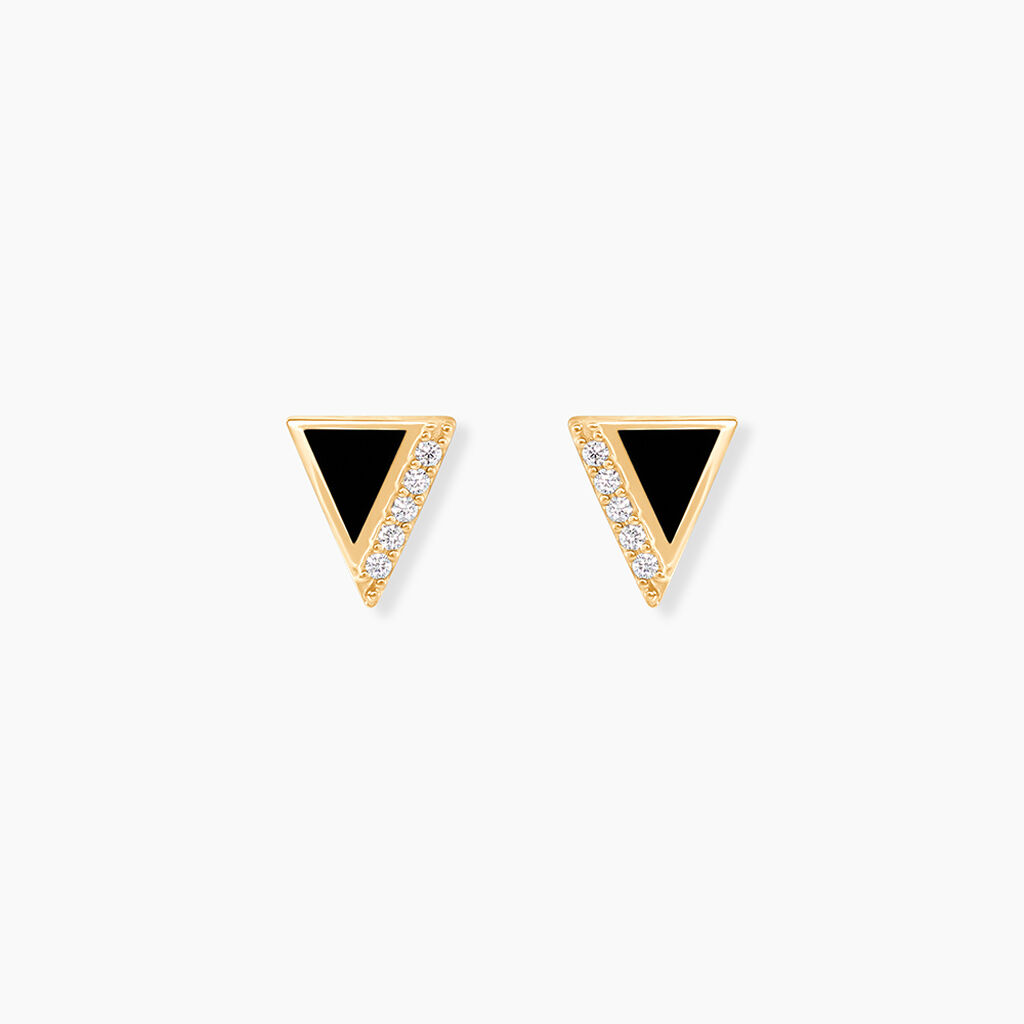 Boucles D'oreilles Puces Seymour Or Jaune Oxyde De Zirconium - Clous d'oreilles Femme | Histoire d&rsquo;Or