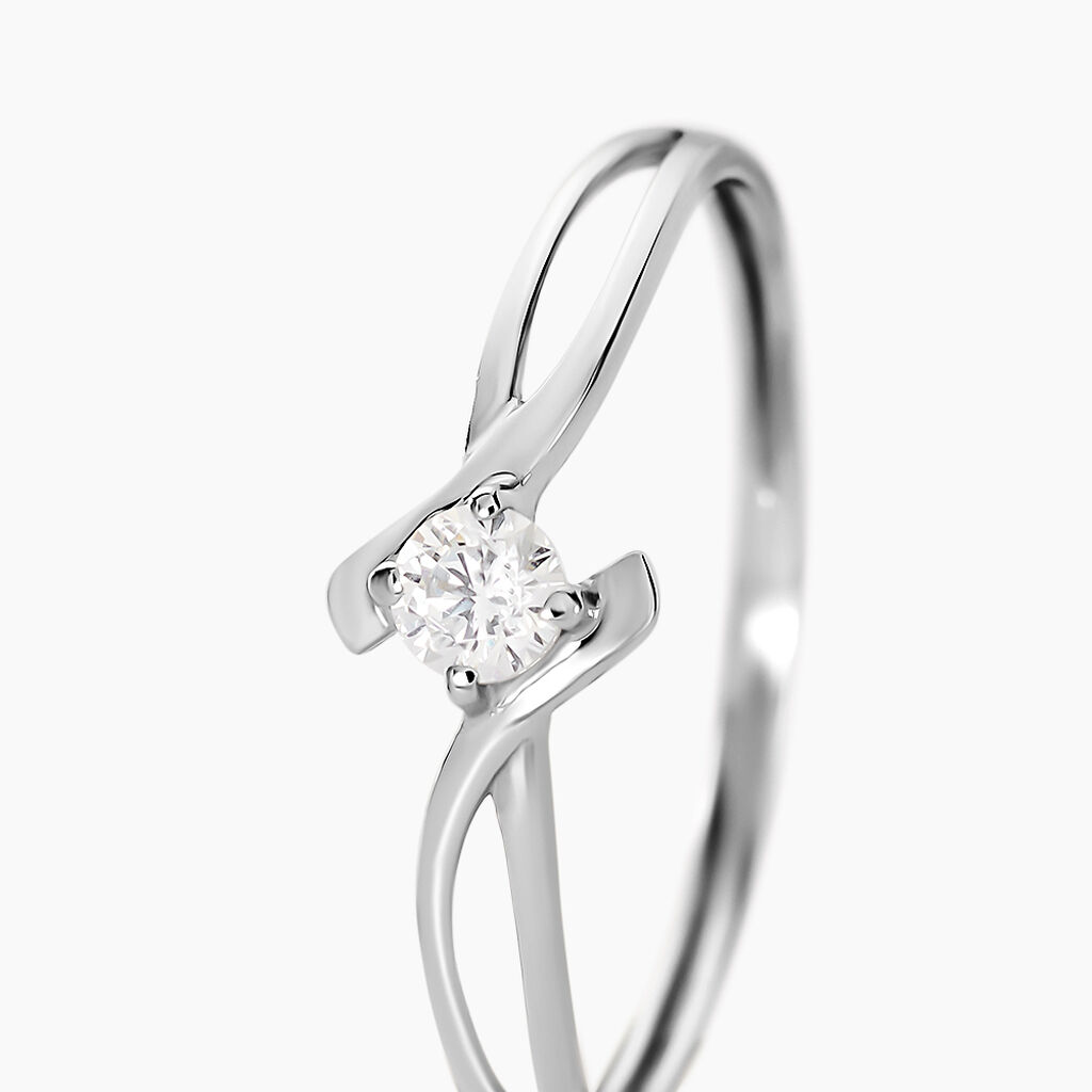 Bague Chamirame Or Blanc Oxyde De Zirconium - Bagues solitaires Femme | Histoire d’Or