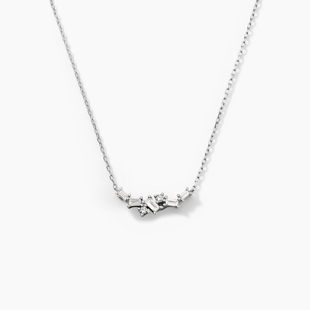 Collier Zachary Or Blanc Diamant Synth&eacute;tique - Colliers Femme | Histoire d&rsquo;Or