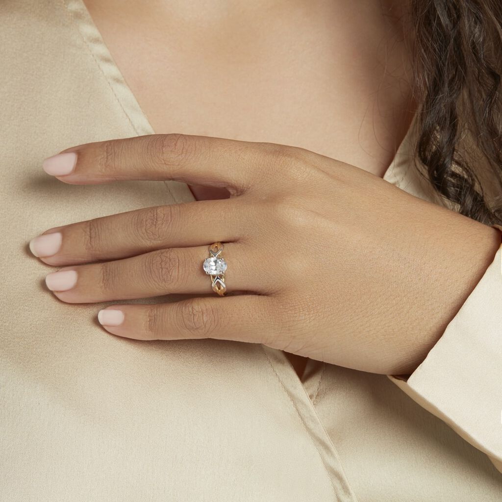 Bague Or Bicolore Kolleen Oxyde De Zirconium - Bagues avec pierre Femme | Histoire d’Or