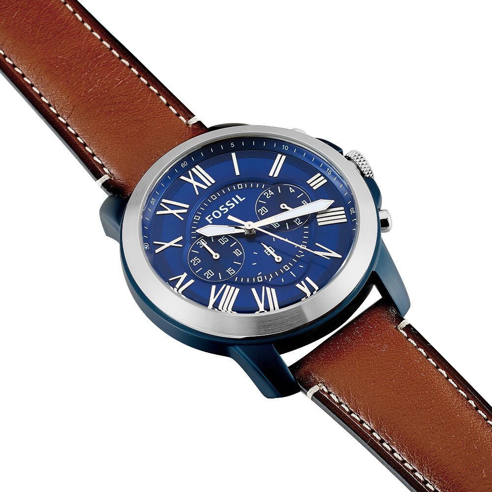 Montre Fossil Grant Chronograph FS5061IE Bleu nuit | Montres and Co