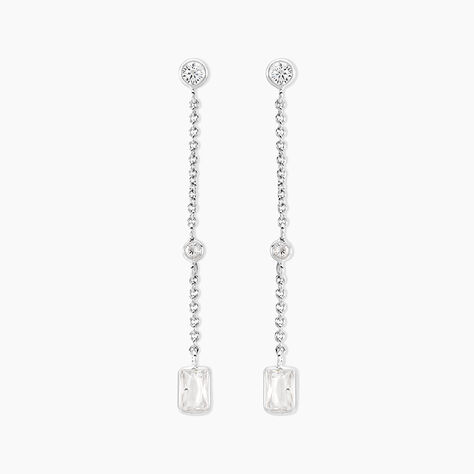 Boucles D'oreilles Puces Argane Argent Blanc Oxyde De Zirconium - Nouveautés Femme | Histoire d’Or
